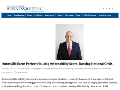 As housing affordability continues to dominate national headlines, Huntsville has emerged as a rare bright spot. While many major metros struggle with declining affordability, rising prices, and limited supply, Huntsville recently achieved something almos